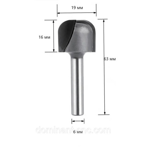 U-type spherical cutter D6*d19*l16*L63.5